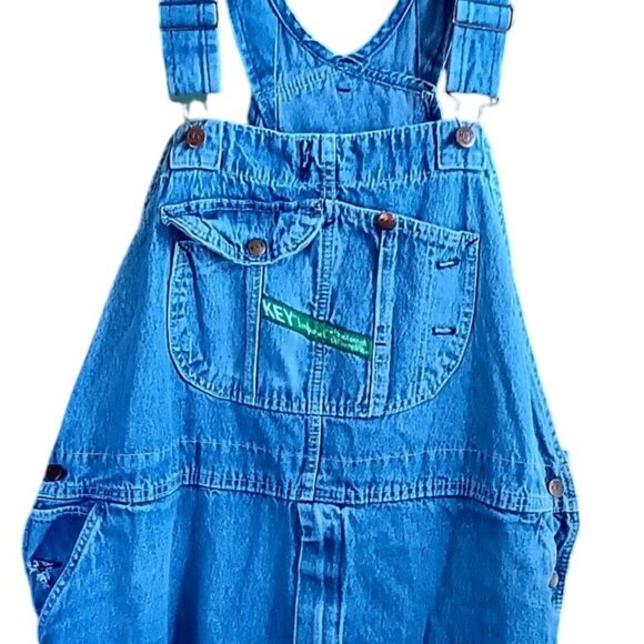 52x30 Vintage Key Imperial Denim Overalls Made In Mexico 100% Cotton Distress - Picture 1 of 6
